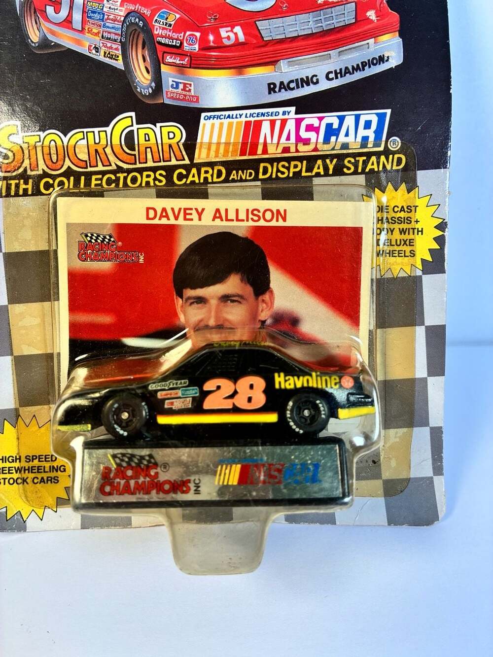 Vintage 1992 Racing Champions NASCAR Davey Allison #28 Havoline Diecast Stock Ca